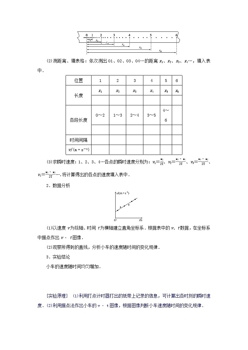 2021_2022学年新教材高中物理第二章匀变速直线运动的研究1实验:探究小车速度随时间变化的规律学案新人教版必修第一册第3页