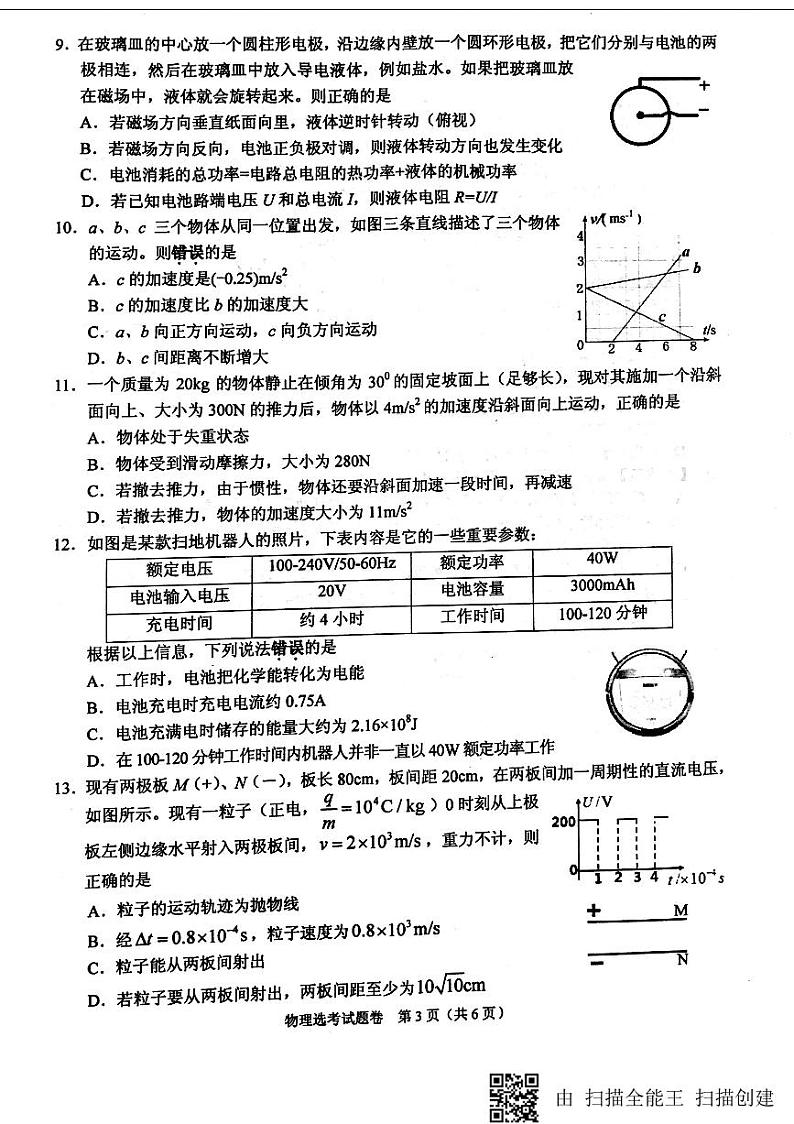 2018届浙江省稽阳联谊学校高三下学期3月联考试题 物理 PDF版03