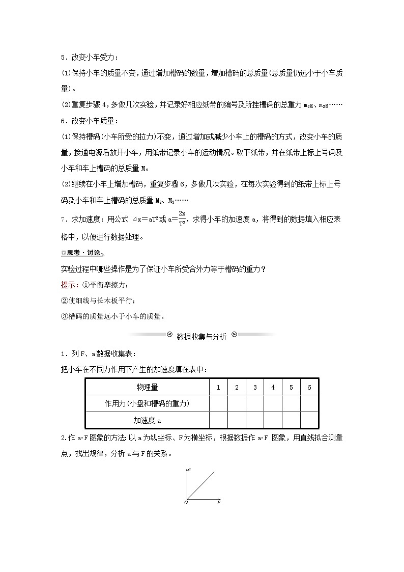 2021_2022学年高中物理第四章牛顿运动定律2实验:探究加速度与力质量的关系学案新人教版必修103