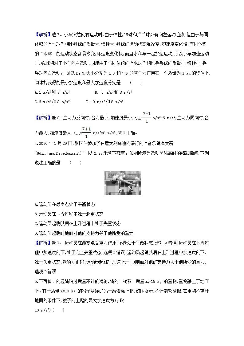 2021_2022学年新教材高中物理第四章运动和力的关系单元检测含解析新人教版必修102