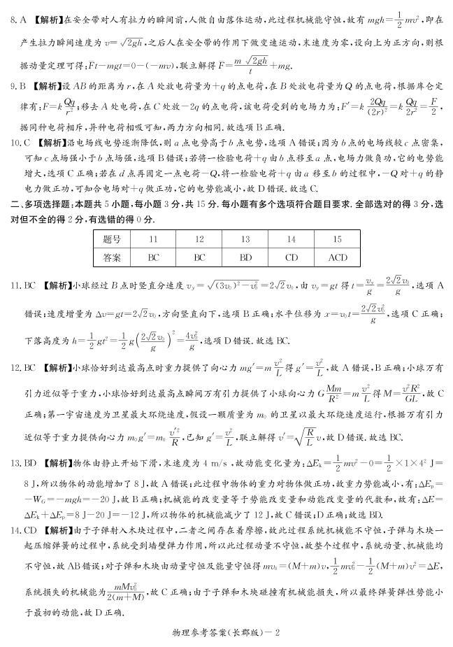2020-2021学年湖南省长沙市长郡中学高二上学期入学考试物理试题 PDF版02