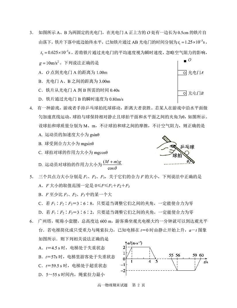 2021-2022學(xué)年湖北省荊州市八縣市高一上學(xué)期期末質(zhì)量檢測(cè)物理試卷（PDF版）第2頁(yè)