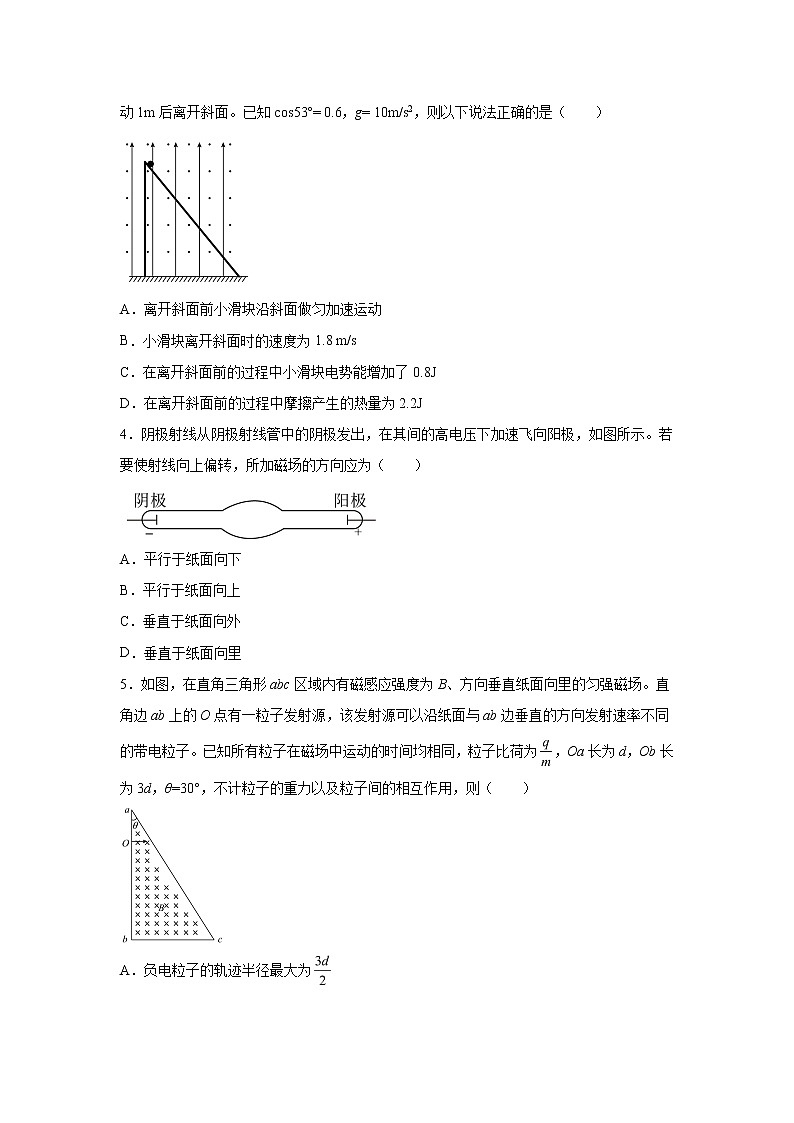 2021-2022学年高中物理新粤教版选择性必修第二册 1.3洛伦兹力 课后作业(解析版)02