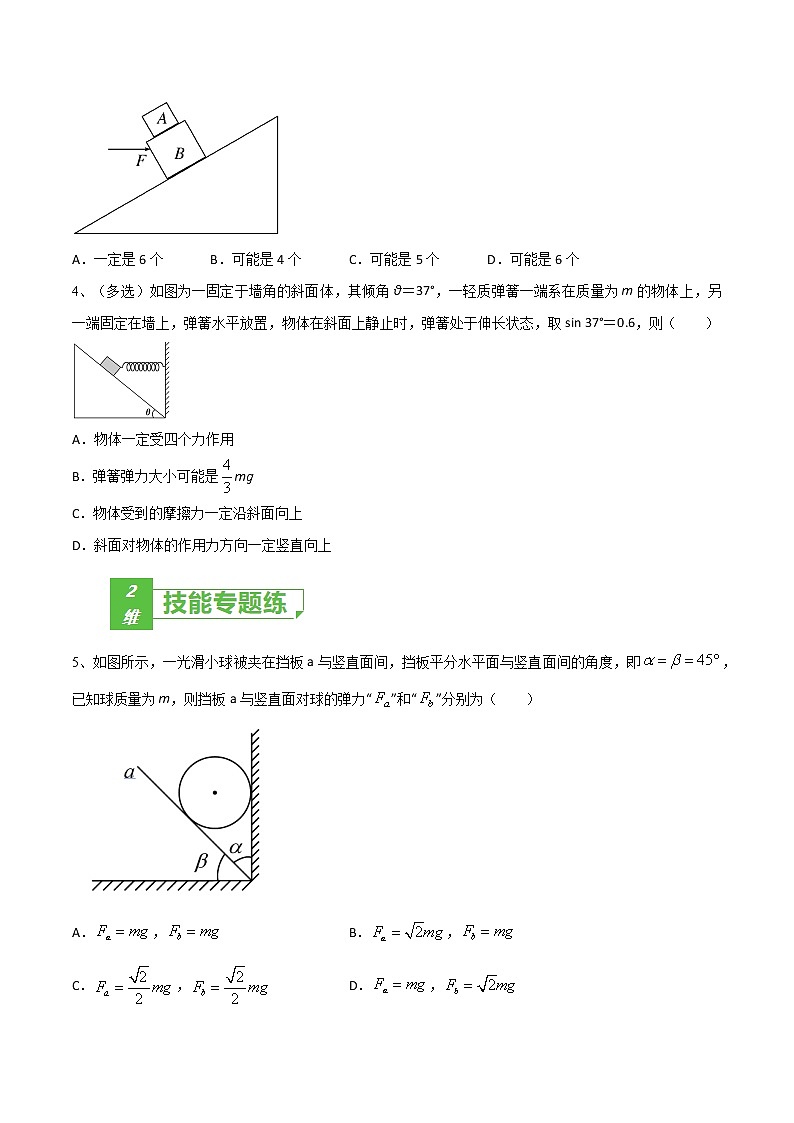 专题08  受力分析  共点力平衡——2022年高考物理一轮复习小题多维练(全国通用)(原卷版)第2页