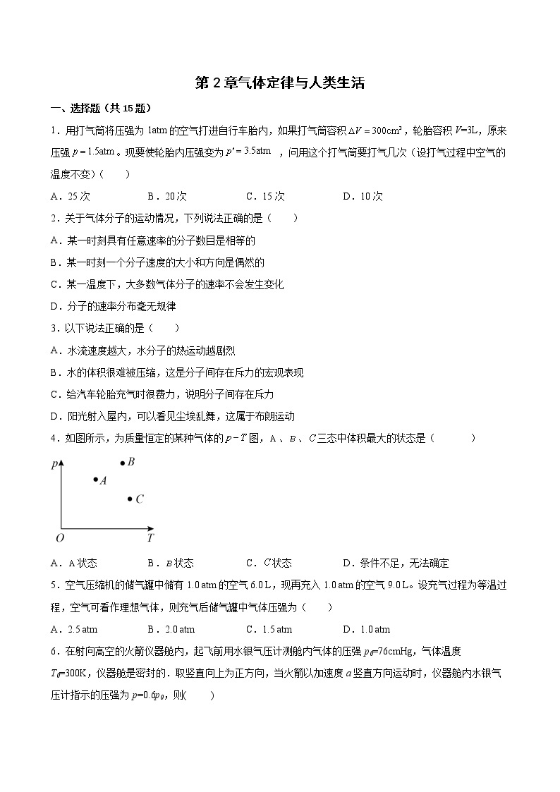 第2章气体定律与人类生活课后练习-2021-2022学年高二下学期物理沪教版（2019）选择性必修第三册01