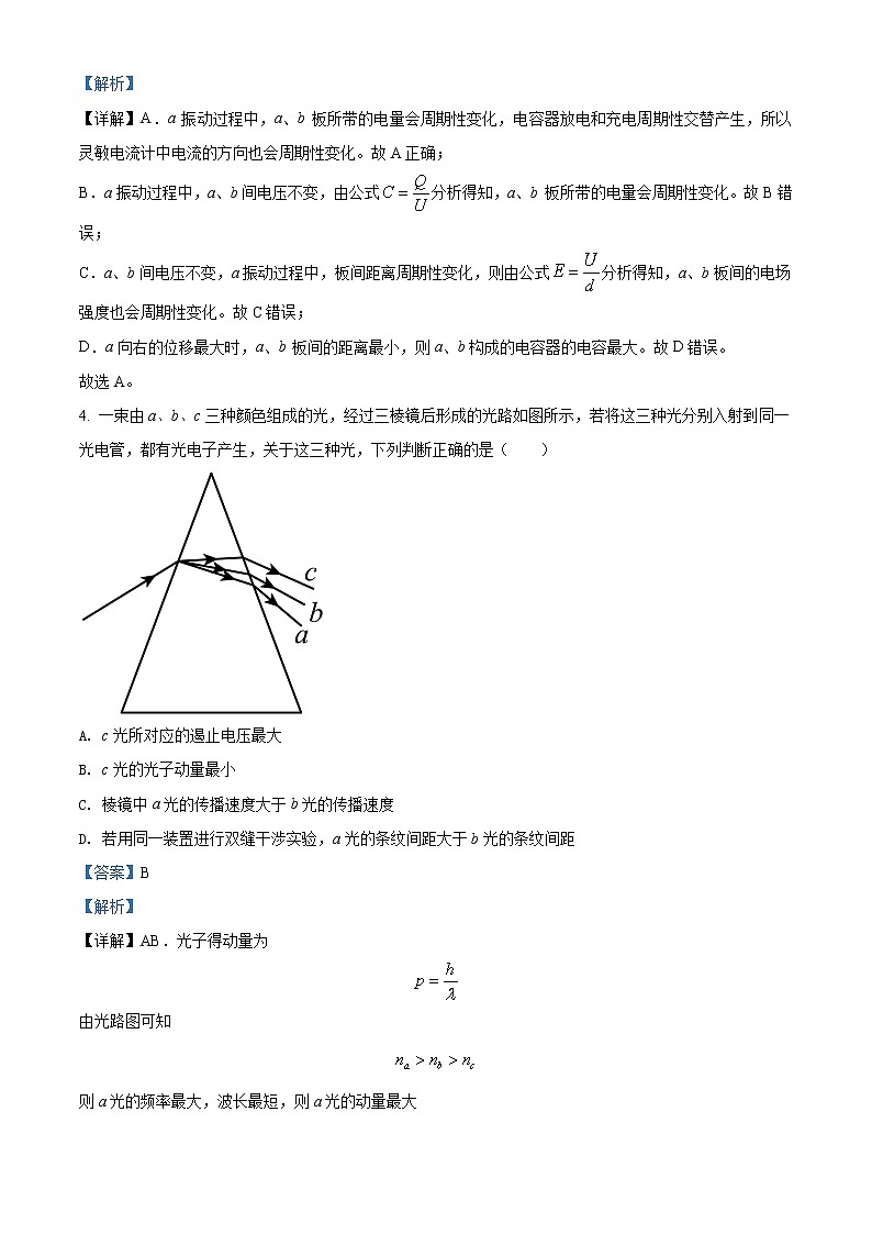 江蘇省揚(yáng)州市揚(yáng)州中學(xué)2021-2022學(xué)年高三下學(xué)期3月月考試題物理含解析第3頁(yè)
