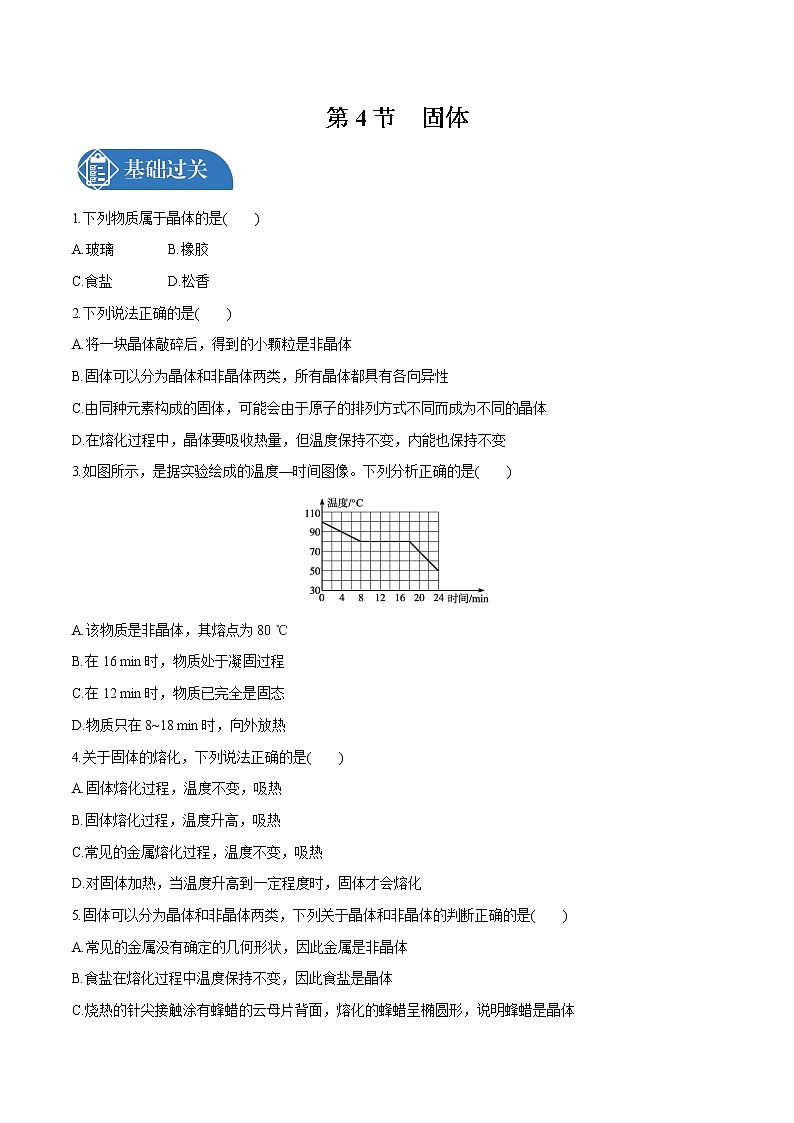 2.4 固体 课后习题 物理人教版选择性必修第三册(2022年)第1页