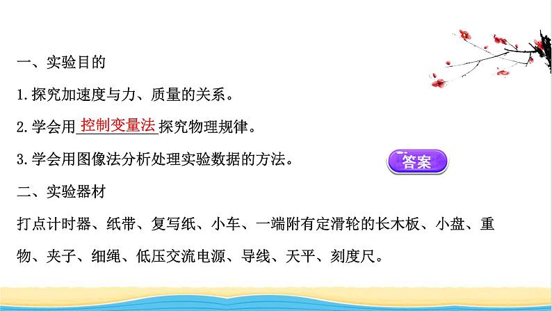 高中物理第四章运动和力的关系2实验:探究加速度与力质量的关系课件新人教版必修103