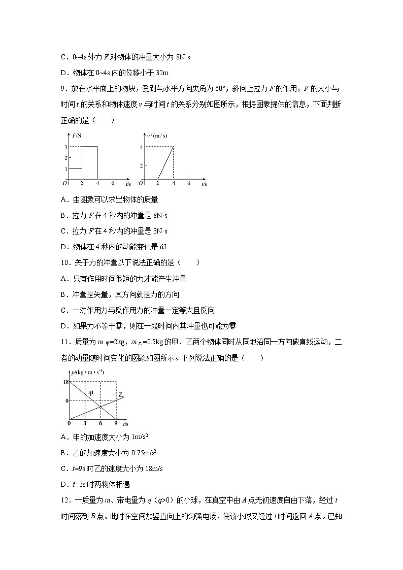 2021-2022学年高中物理新粤教版选择性必修第一册 1.1冲量 动量 同步作业(解析版)第3页