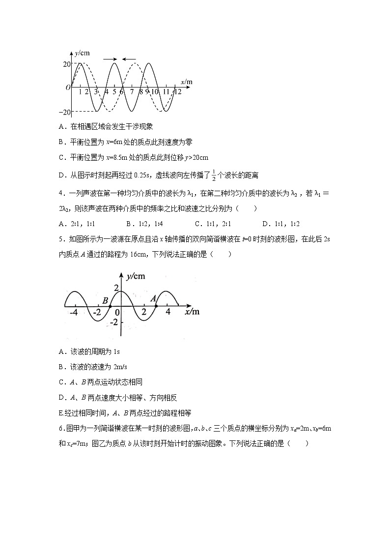 2021-2022学年高中物理新粤教版选择性必修第一册 3.2机械波的描述 课时作业(解析版) 练习02