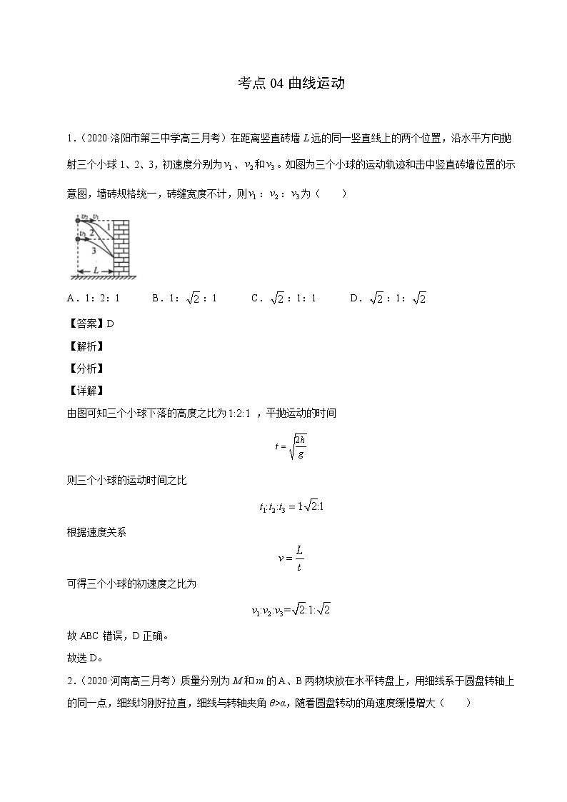考点04曲线运动(解析版)-2021届高三《新题速递·物理》11月刊(高考复习)第1页