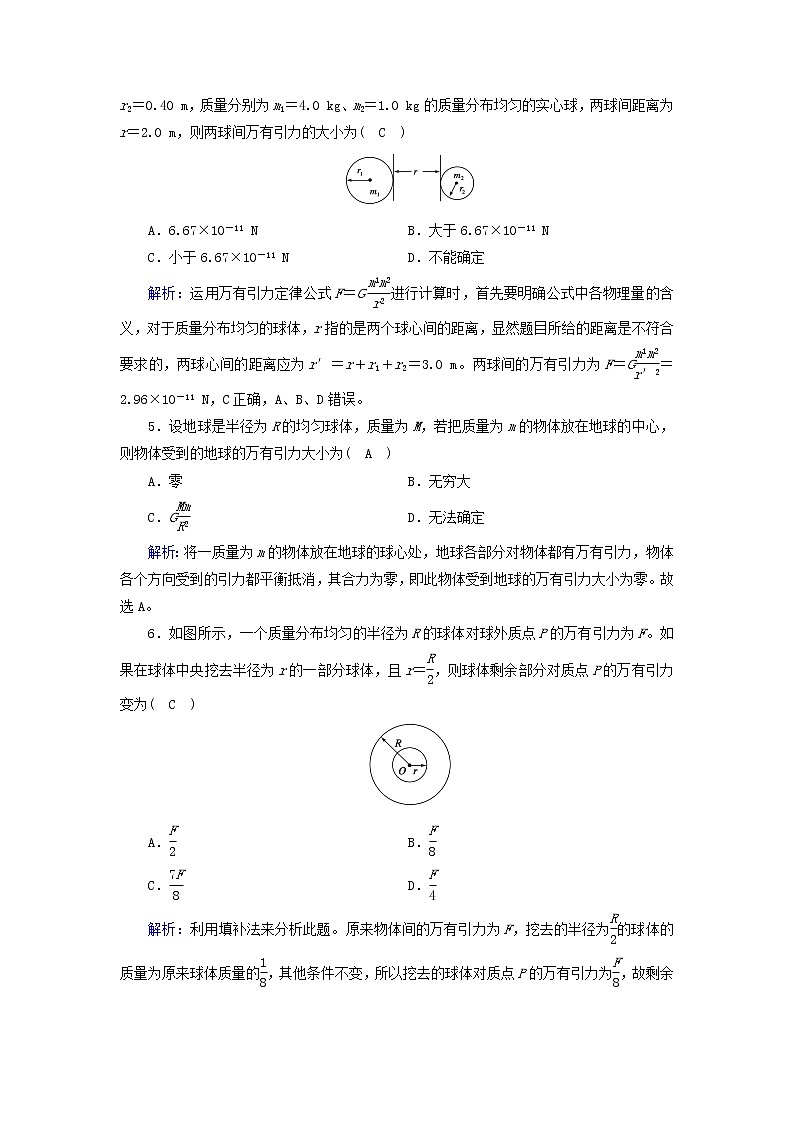 2021_2022学年新教材高中物理第七章万有引力与宇宙航行2万有引力定律作业含解析新人教版必修第二册第2页