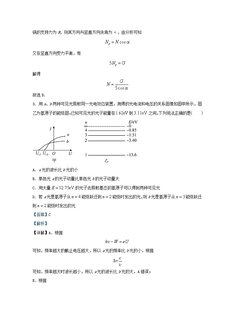 四川省成都市2022届高三理综物理下学期二诊模拟考试二模练习题03