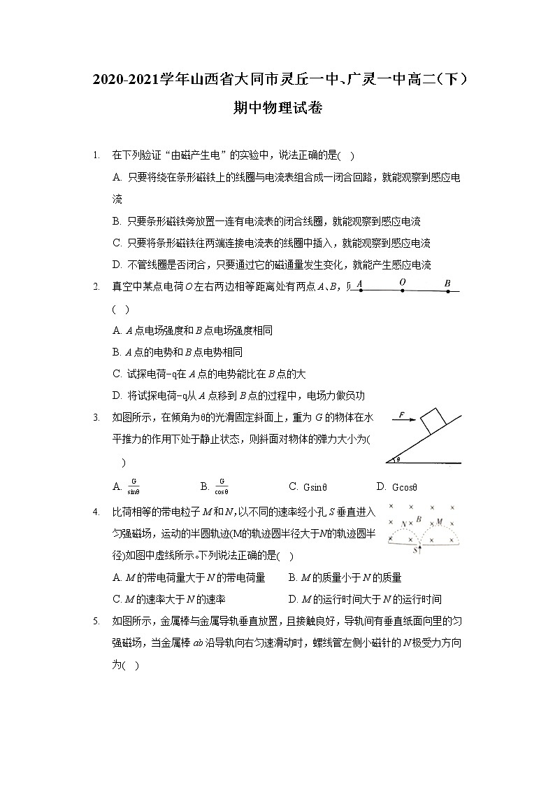 2020-2021学年山西省大同市灵丘一中、广灵一中高二(下)期中物理试卷第1页