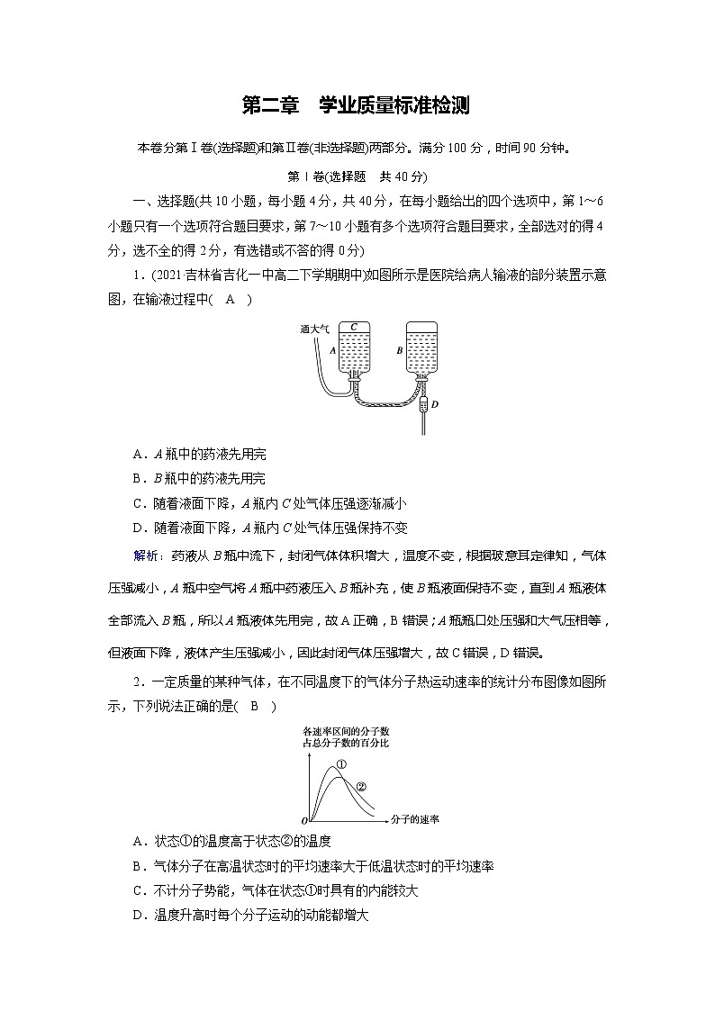 高中物理人教版（2019）選擇性必修第三冊(cè)作業(yè)：第二章　氣體、固體和液體 學(xué)業(yè)質(zhì)量標(biāo)準(zhǔn)檢測(cè)第1頁(yè)