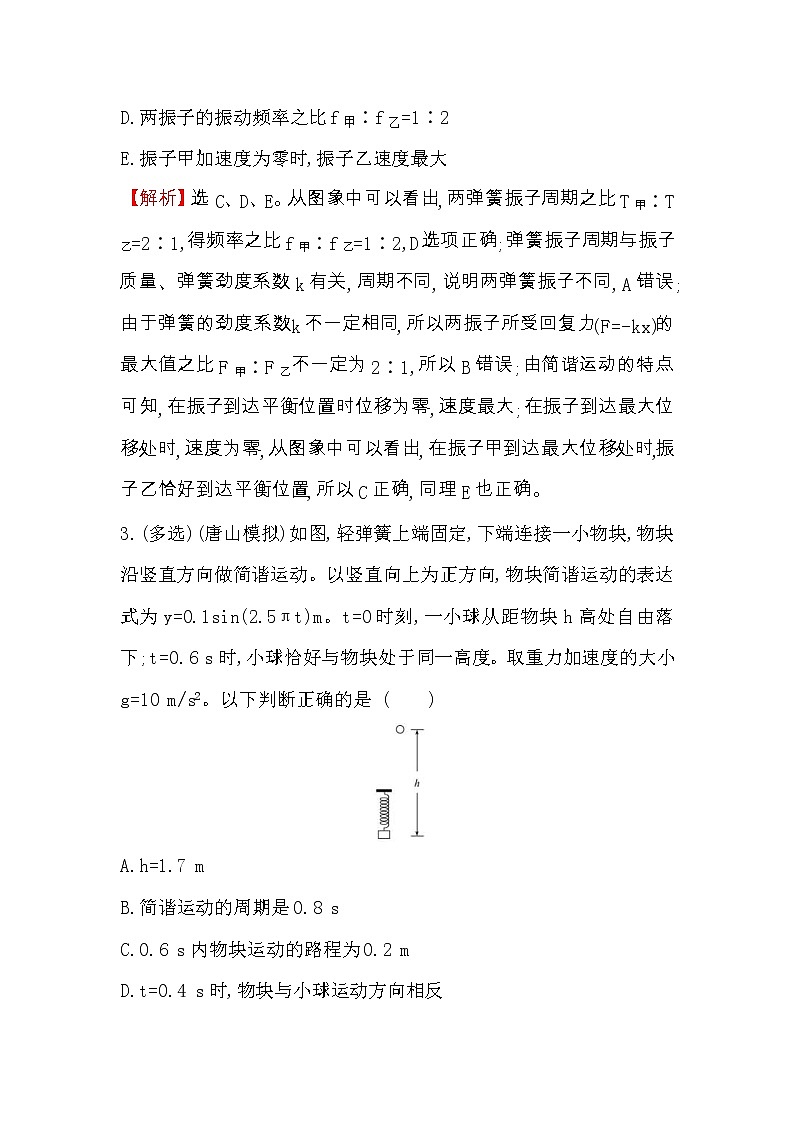 高考物理一輪復(fù)習(xí)課時(shí)分層練習(xí)14.1.1《 機(jī)械振動(dòng)》(含答案詳解)第3頁(yè)