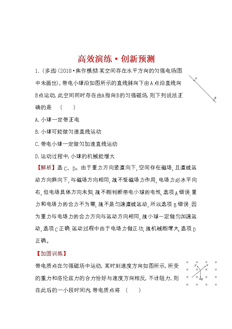 高考物理一轮复习高效演练创新题9.3《带电粒子在复合场中的运动》(含答案详解)第1页