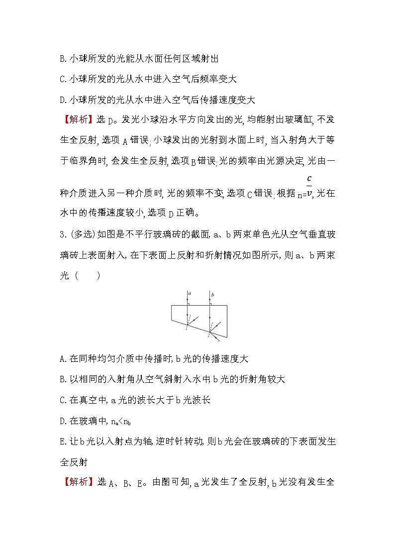 高考物理一轮复习高效演练创新题选修3-4 2.1《光的折射 全反射》(含答案详解)第2页