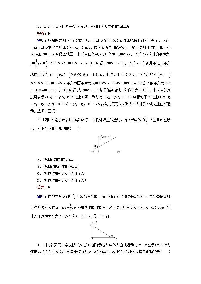 高考物理一轮复习课时练02《运动图象追及和相遇问题》(含解析)02