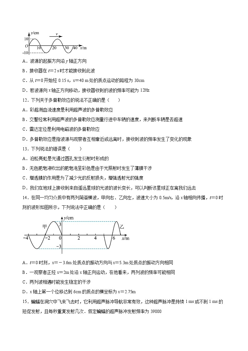 3.6多普勒效应同步练习2021—2022学年高中物理沪教版(2019)选择性必修第一册第3页