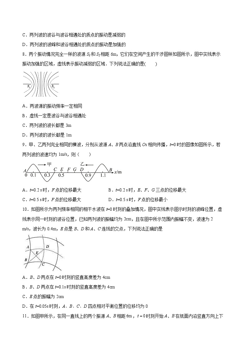 3.4波的干涉同步练习2021—2022学年高中物理人教版(2019)选择性必修第一册03
