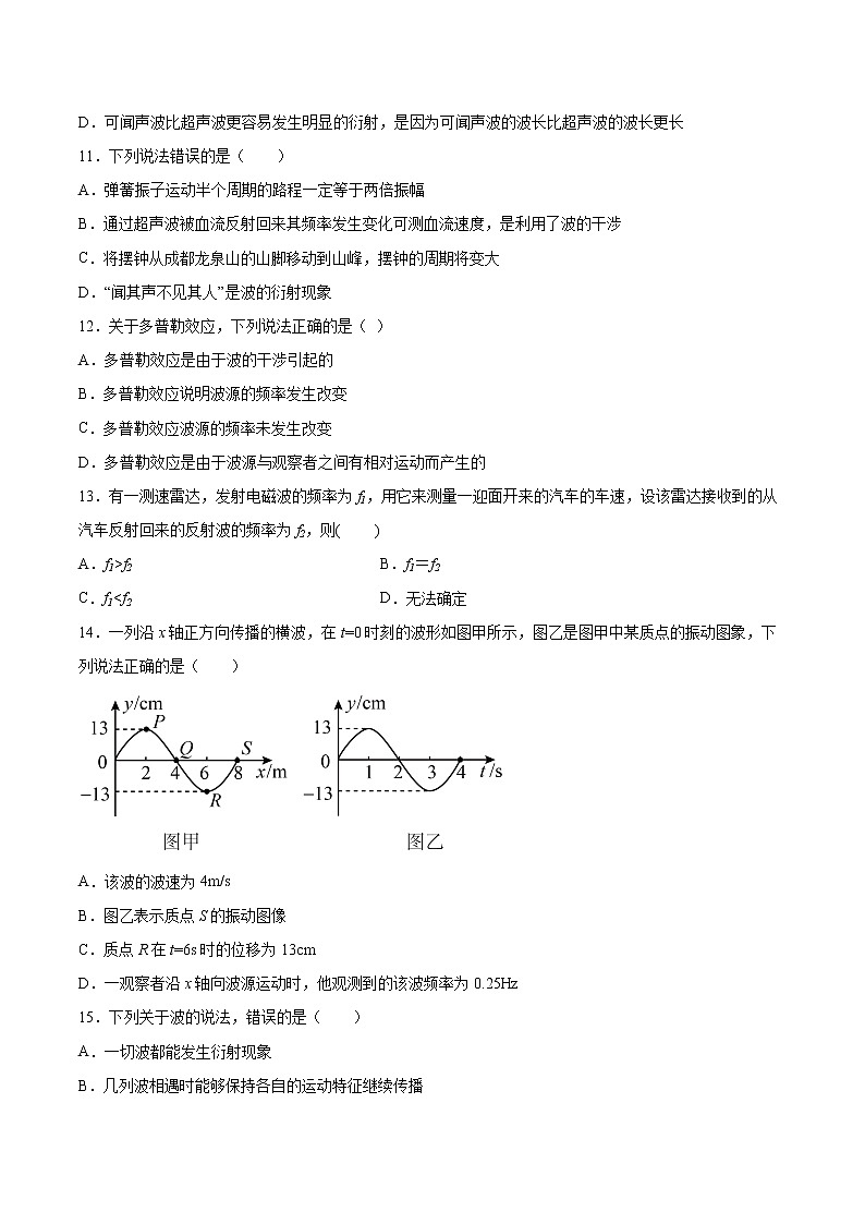 3.5多普勒效应同步练习2021—2022学年高中物理人教版(2019)选择性必修第一册第3页