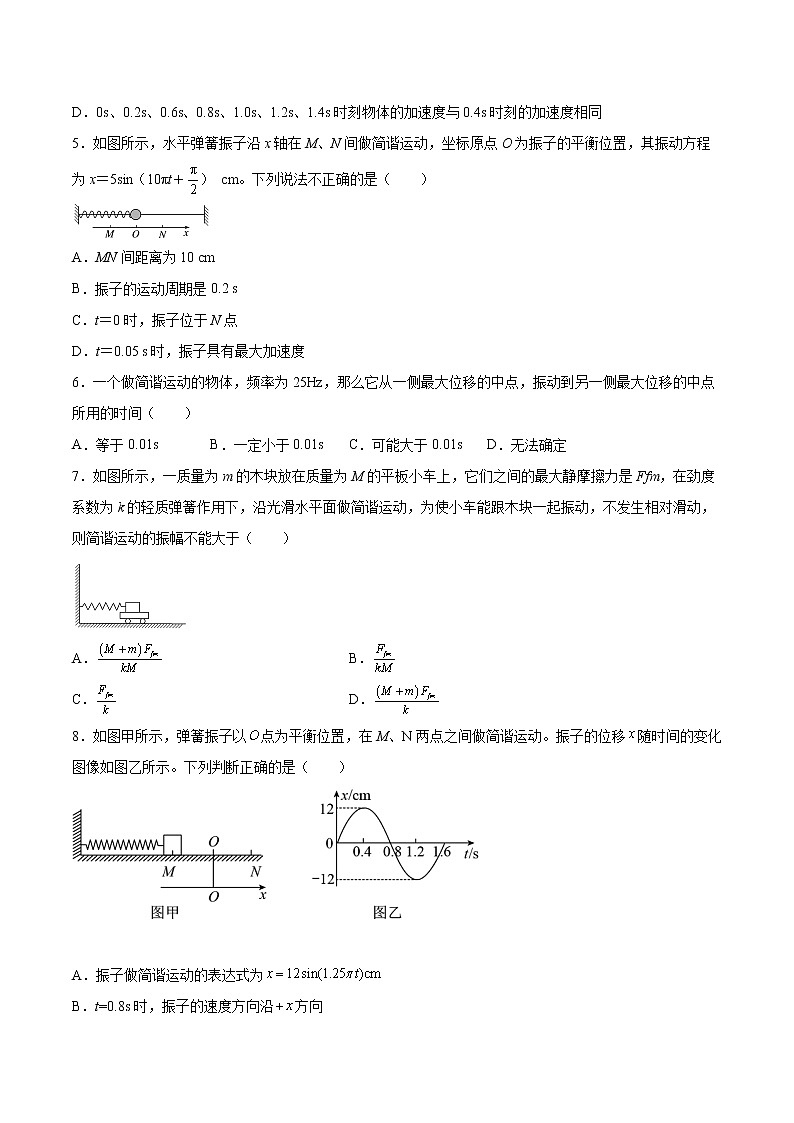 2.2振动的描述同步练习2021—2022学年高中物理鲁科版(2019)选择性必修第一册第2页