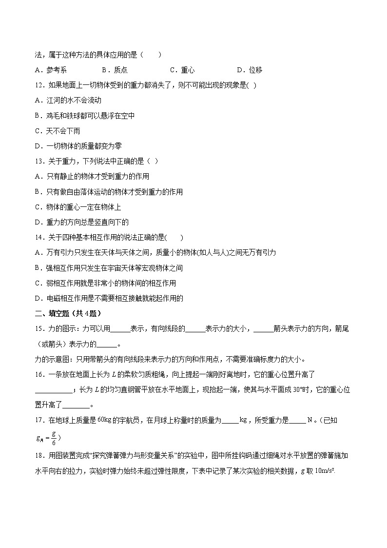 3.1重力同步練習(xí)2021—2022學(xué)年高中物理粵教版（2019）必修第一冊第3頁