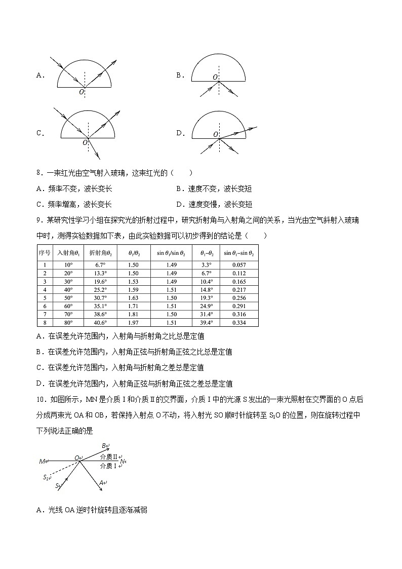 4.1光的折射定律同步练习2021—2022学年高中物理教科版(2019)选择性必修第一册第3页