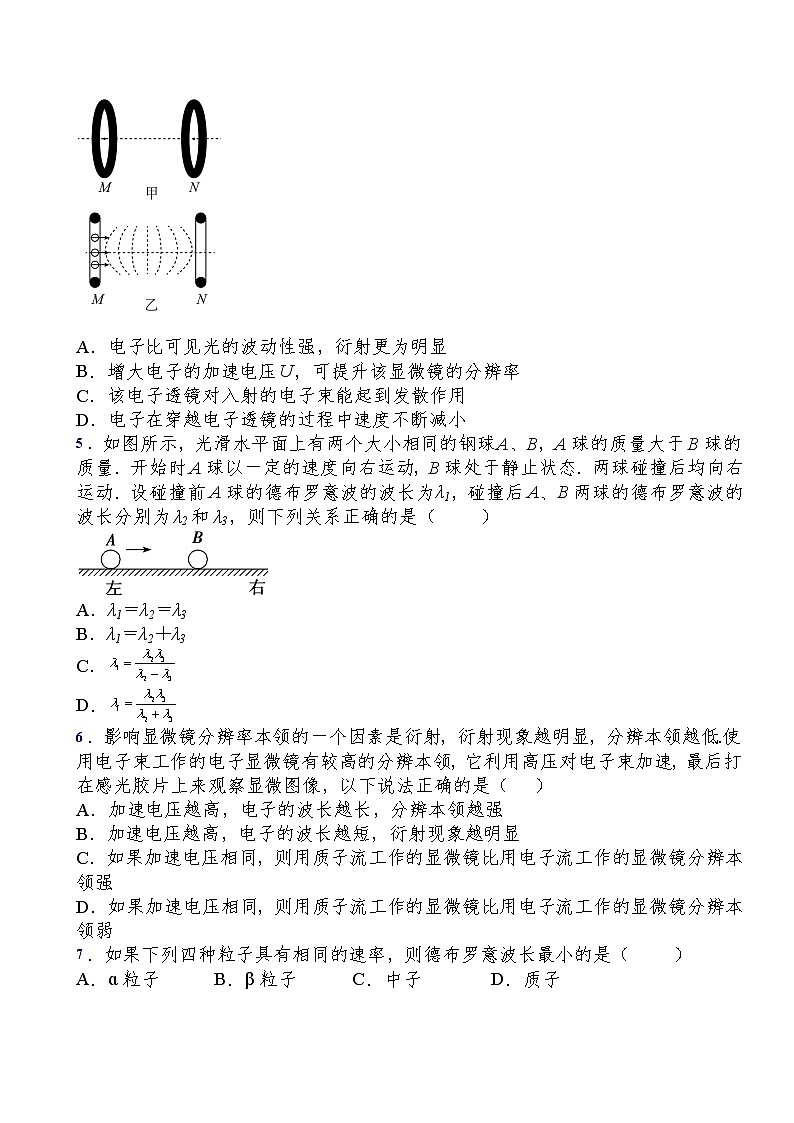 2021-2022学年人教版(2019)选择性必修第三册第四章第5节粒子的波动性和量子力学的建立过关演练练习(含答案)第2页