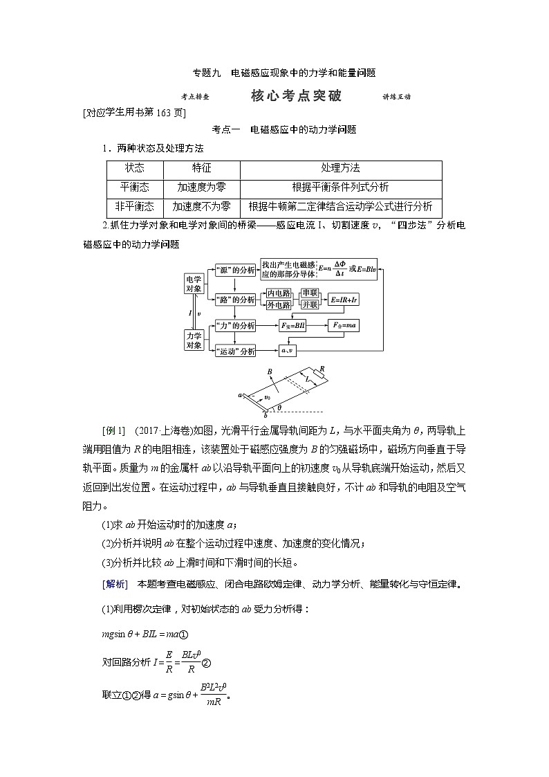 专题九 电磁感应现象中的力学和能量问题-2022高考物理【导学教程】新编大一轮总复习(word)人教版学案第1页