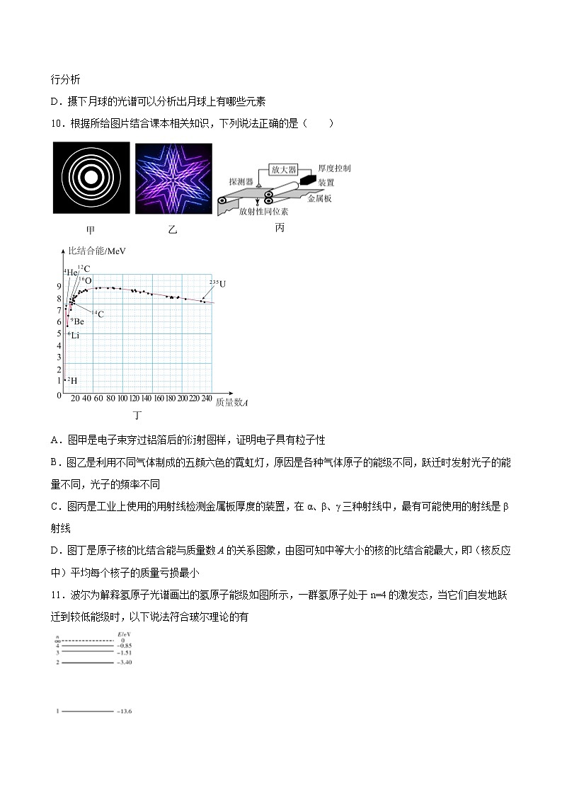 4.3光谱与氢原子光谱基础巩固2021—2022学年高中物理鲁科版(2019)选择性必修第三册练习题03
