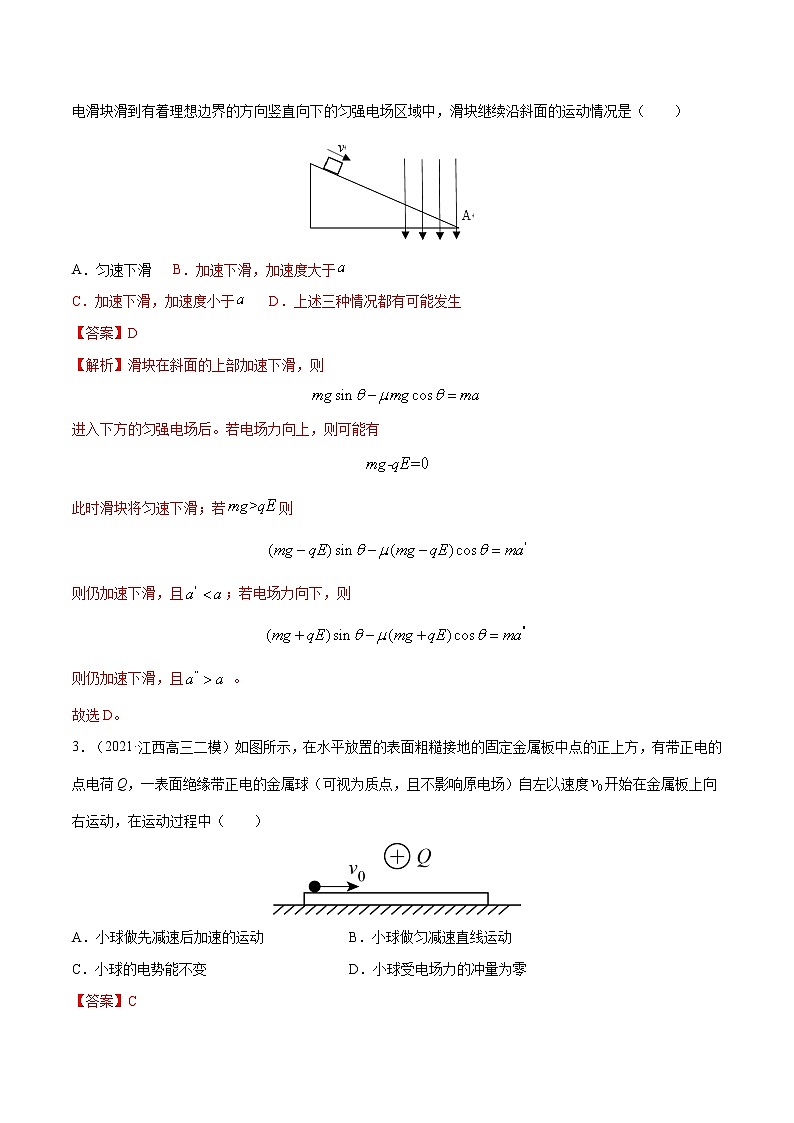 专题3 带电体在电场中的平衡问题 高考物理必刷题专项训练03