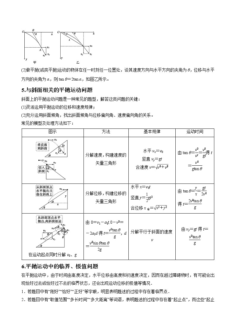 专题4.2 平抛运动-2021年高考物理一轮复习考点扫描学案03