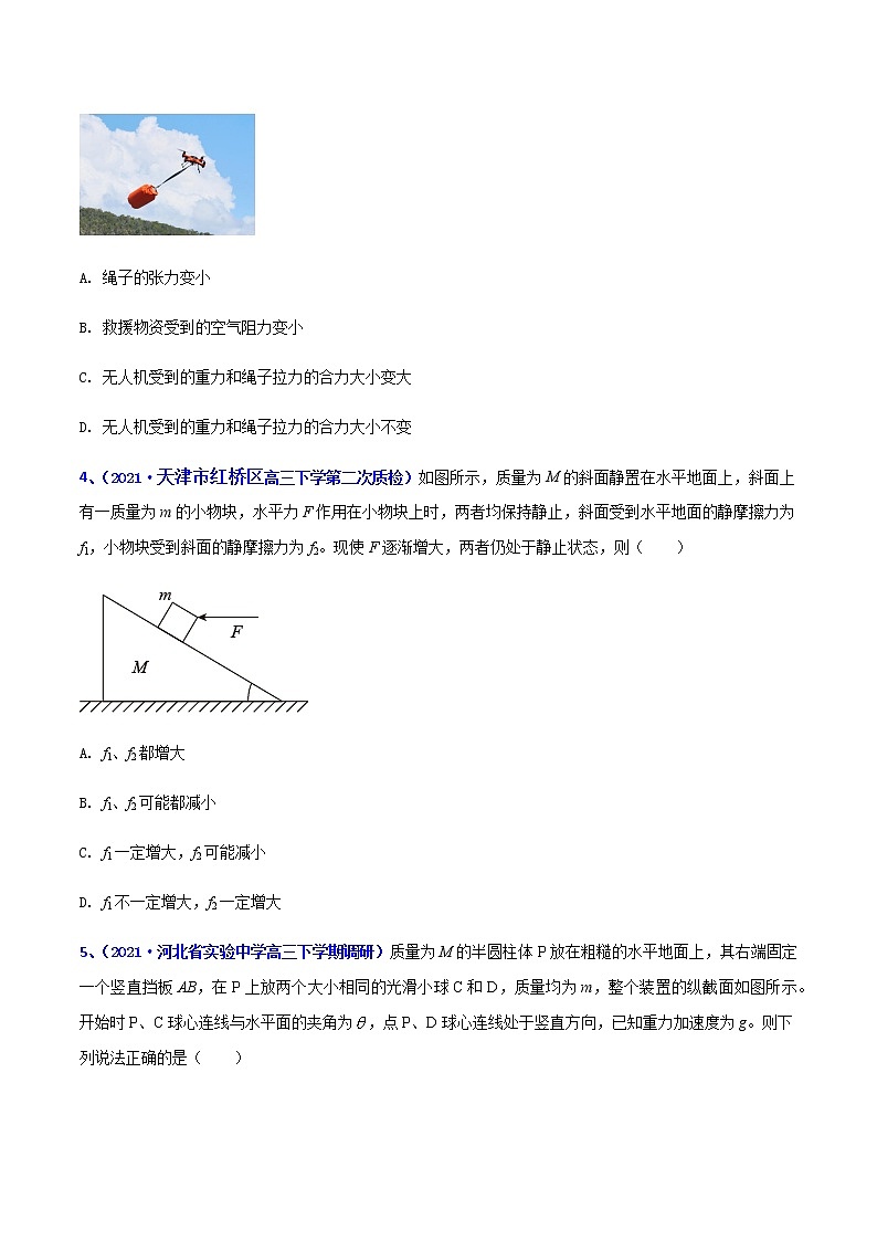 专题02 力和平衡-2021年高考高三下学期5月模拟物理试题汇编(原卷版)第2页