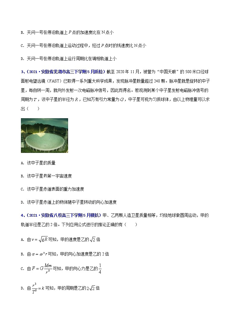 专题06 万有引力(二)-2021年高考高三下学期5月模拟物理试题汇编(原卷版)第2页