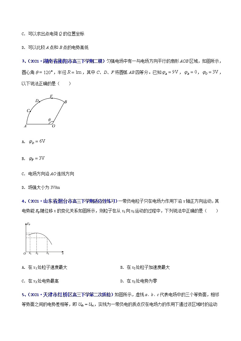 专题13 静电场(一)-2021年高考高三下学期5月模拟物理试题汇编(原卷版)第2页