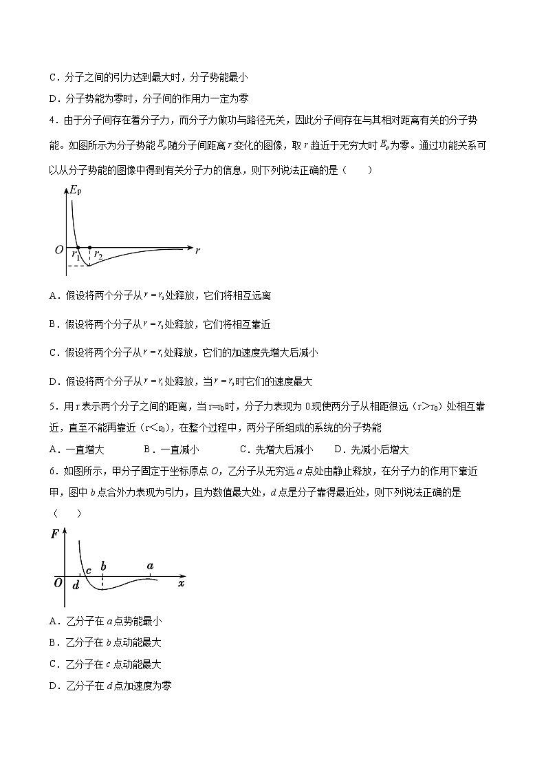 1.4分子动能和分子势能同步练习2021—2022学年高中物理人教版(2019)选择性必修第三册第2页
