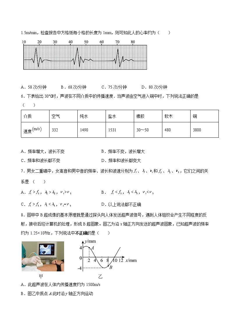 3.2波速与波长、频率的关系同步练习2021—2022学年高中物理教科版(2019)选择性必修第一册第2页