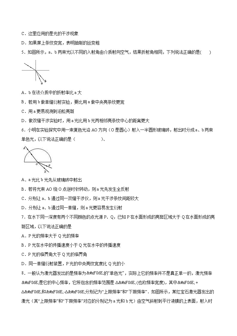 4.5光的衍射同步练习2021—2022学年高中物理人教版(2019)选择性必修第一册02
