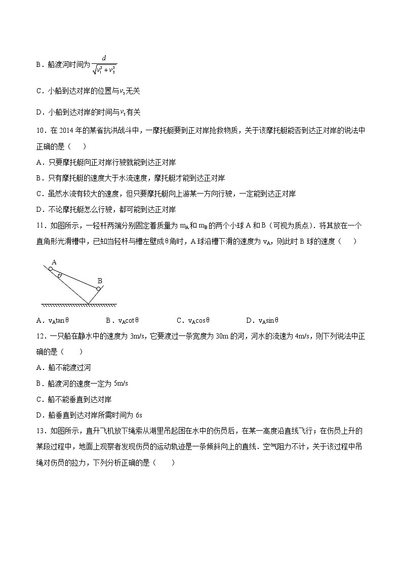 1.2運動的合成與分解基礎(chǔ)鞏固2021—2022學(xué)年高中物理教科版(2019)必修第二冊練習(xí)題第3頁