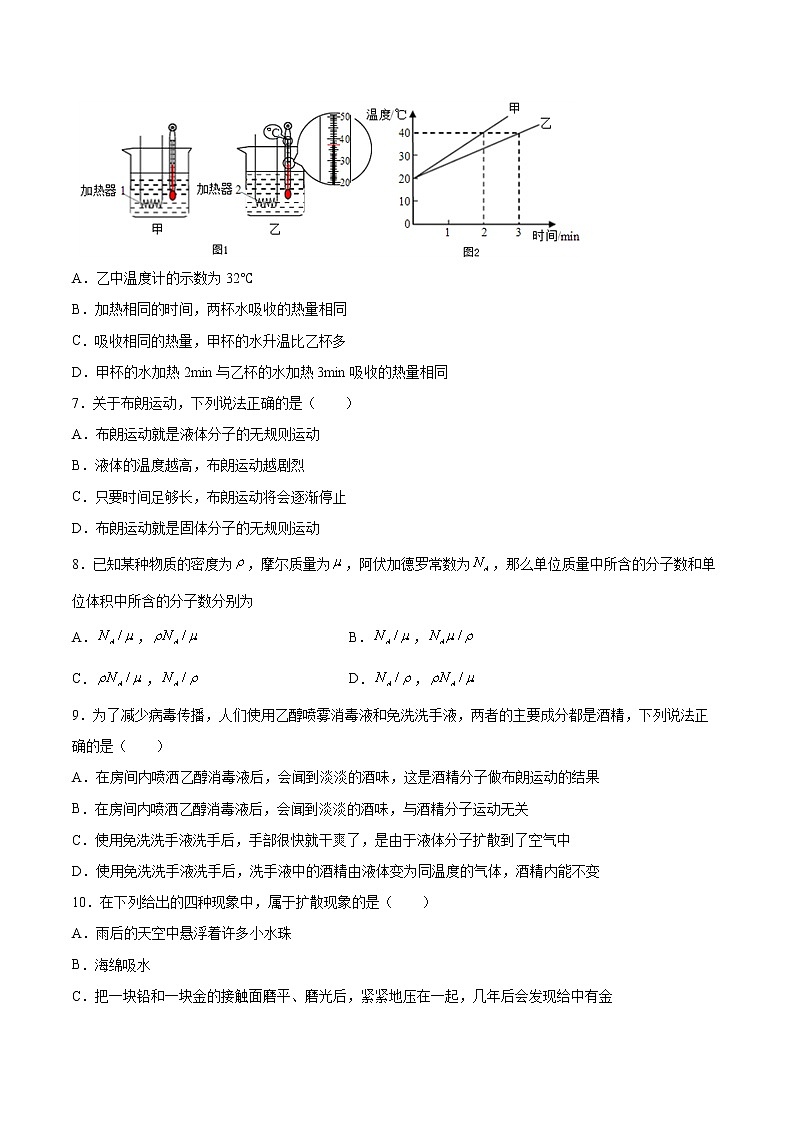 1.1分子动理论的基本观点同步练习2021—2022学年高中物理鲁科版(2019)选择性必修第三册第2页