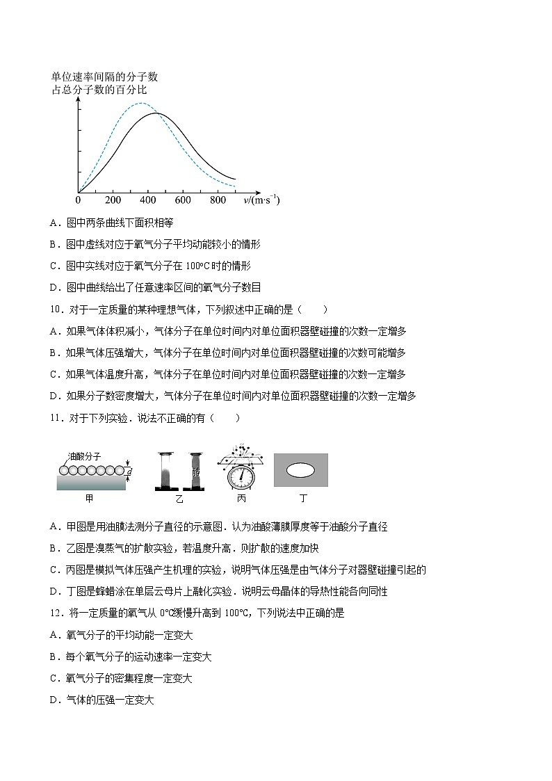 1.3气体分子速率分布基础巩固2021—2022学年高中物理鲁科版(2019)选择性必修第三册练习题03