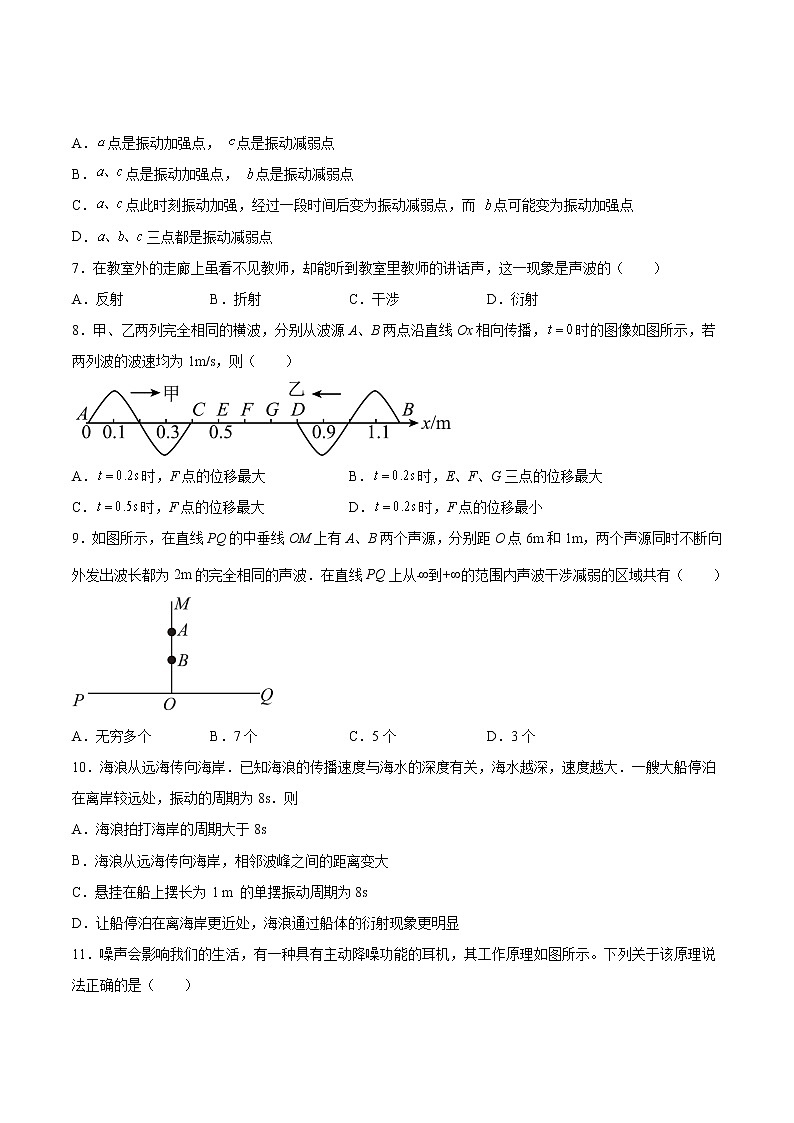 3.3波的干涉和衍射基础训练2021—2022学年高中物理鲁科版(2019)选择性必修第一册第3页