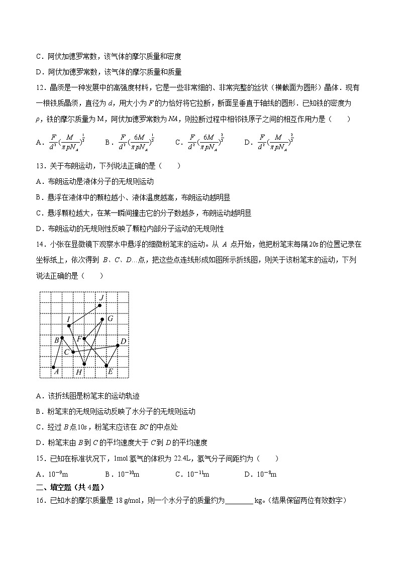 1.1分子动理论的基本内容同步练习2021—2022学年高中物理人教版(2019)选择性必修第三册 (2)第3页