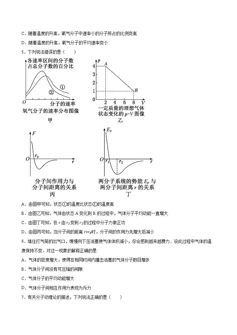 1.3分子运动速率分布规律同步练习2021—2022学年高中物理人教版(2019)选择性必修第三册 (2)第2页