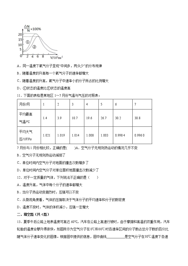 1.3分子运动速率分布规律专题复习2021—2022学年高中物理人教版(2019)选择性必修第三册第3页
