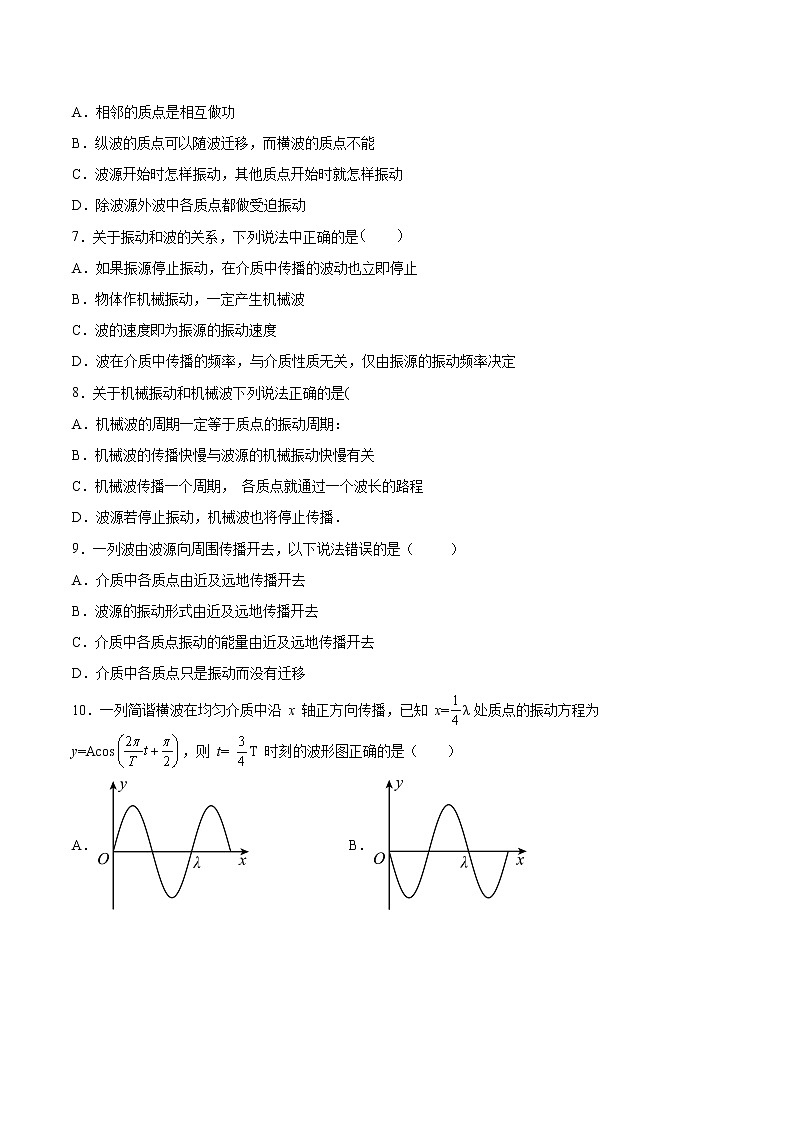 3.1波的形成专题复习2021—2022学年高中物理人教版(2019)选择性必修第一册02