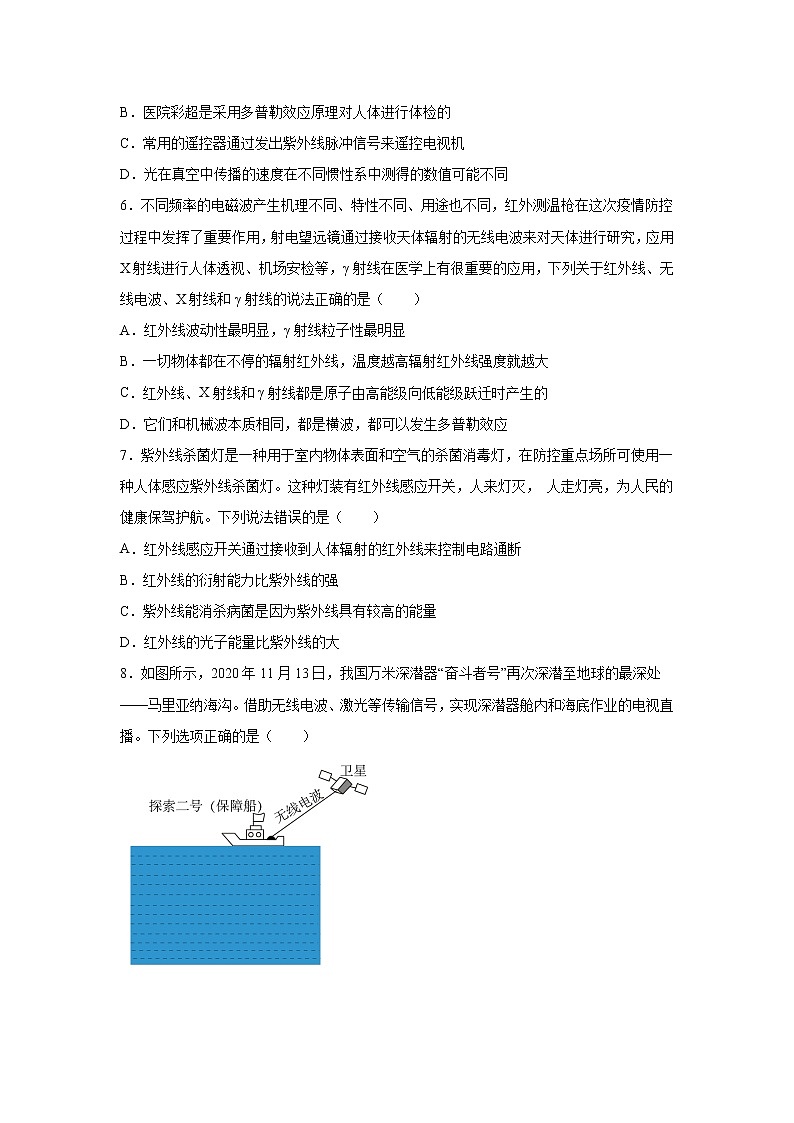 2021-2022学年高中物理新鲁科版选择性必修第二册 4.3电磁波谱 课时练(解析版)第2页