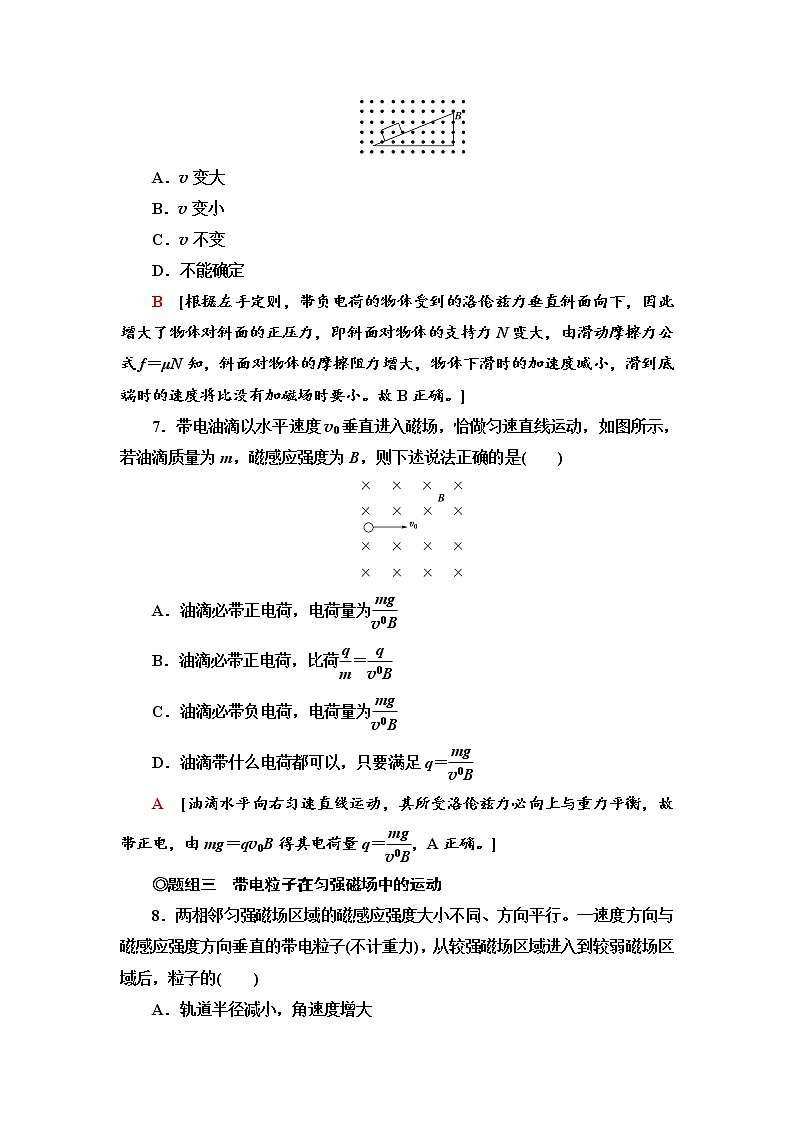 2021-2022学年高中物理新鲁科版选择性必修第二册 1.2 洛伦兹力 作业 练习03